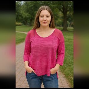 ​Pink Maurices 3/4 Sleeve Top - Size Large